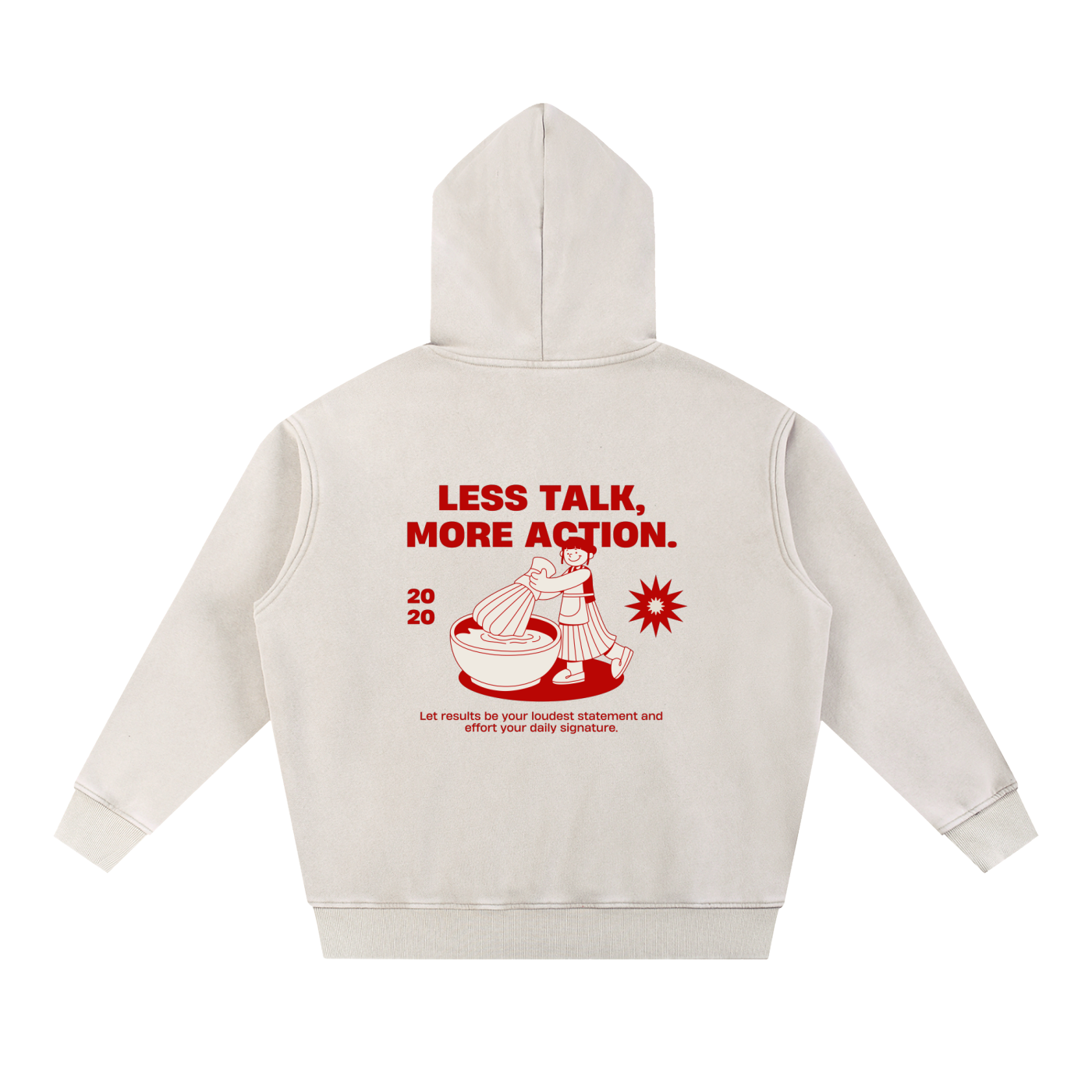 Less Talk More Action Snow Wash Fleece Oversize Hoodie