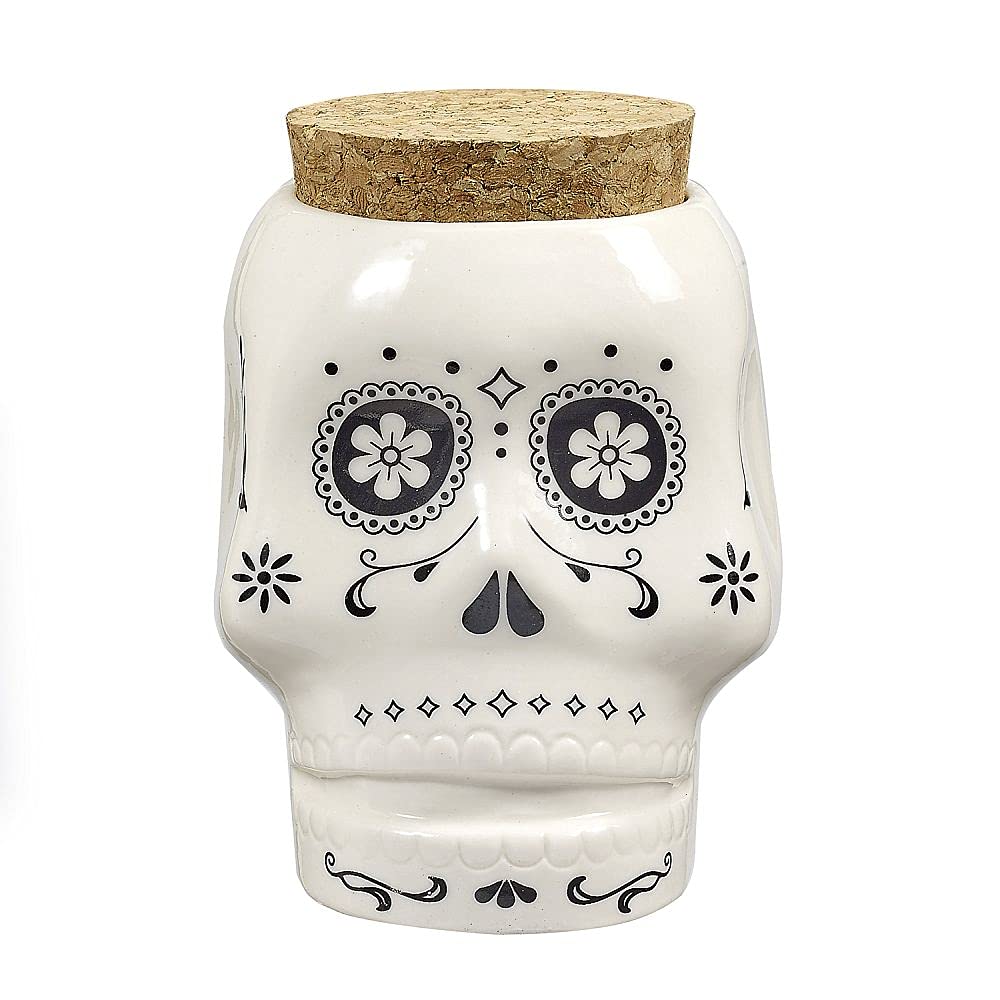 Fashioncraft 1oz Ceramic Stash Jar-White Skull