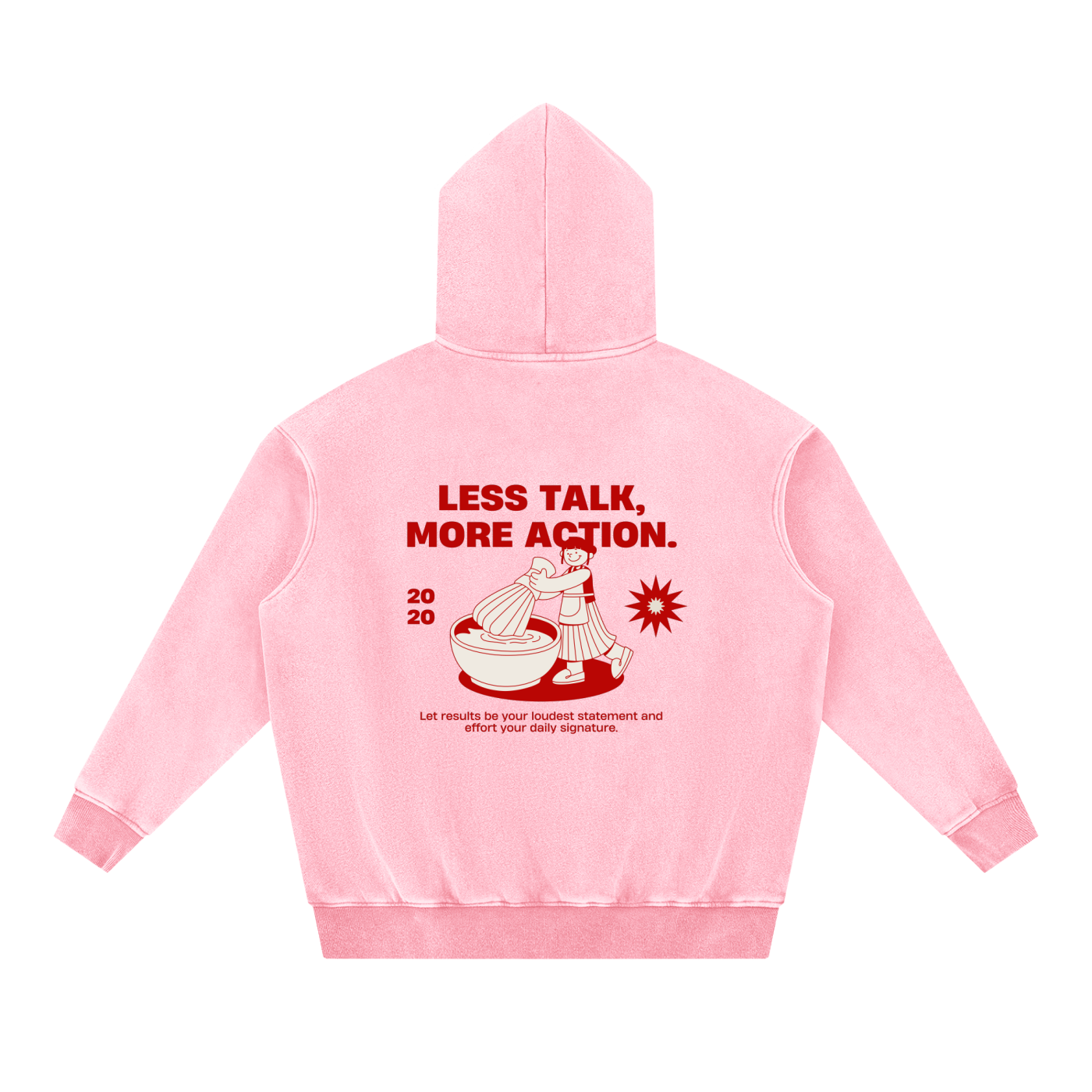 Less Talk More Action Snow Wash Fleece Oversize Hoodie