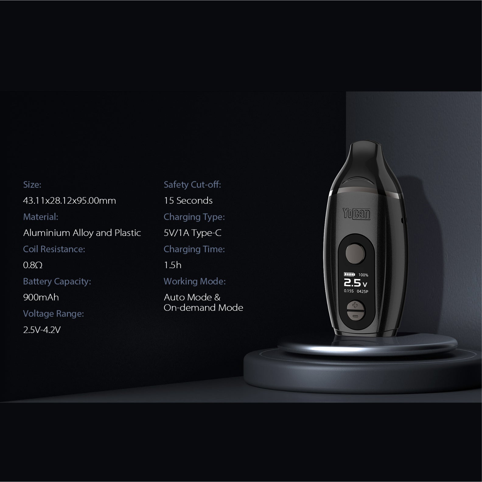 Yocan Iris Wax Vaporizer Specs
