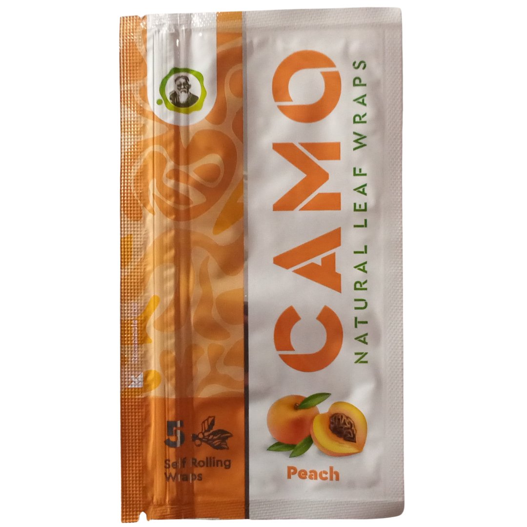Camo Natural Leaf Wraps Self - Rolling 5PK/25CT - Peach - TPCSUPPLYCO