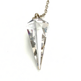 Clear Cut Crystal Pendulum on Silver Chain .75" x 1.86" x 13" Long