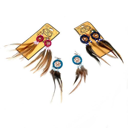 Dream Catcher Earrings Leather and Feathers 1 Count Assorted Color - TPCSUPPLYCO