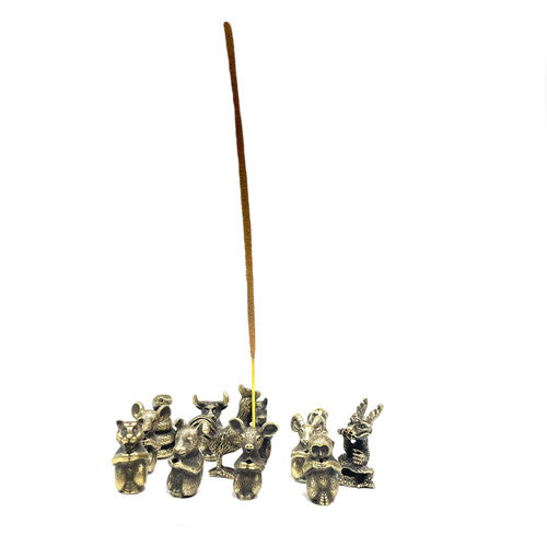 Pewter Chinese Zodiac Incense Stick Holder Full Set of 12 -1.5"