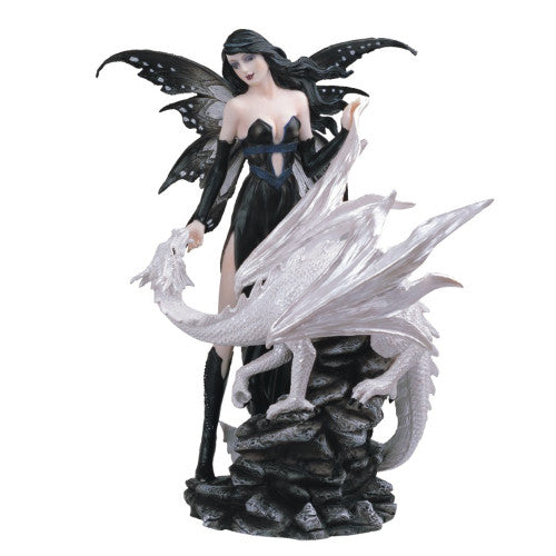 Fairy With Dragon, Black & White 10"H GS91461