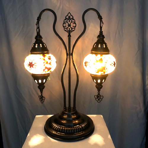Turkish Mosaic Camel Neck Lamp - 11"x14x21" - DB2-DT-Rainbow