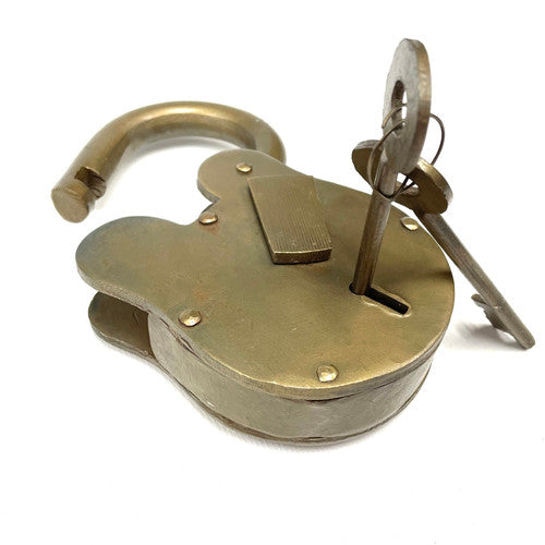 Old Metal Lock and Keys 4x6" - Working Antique Replica