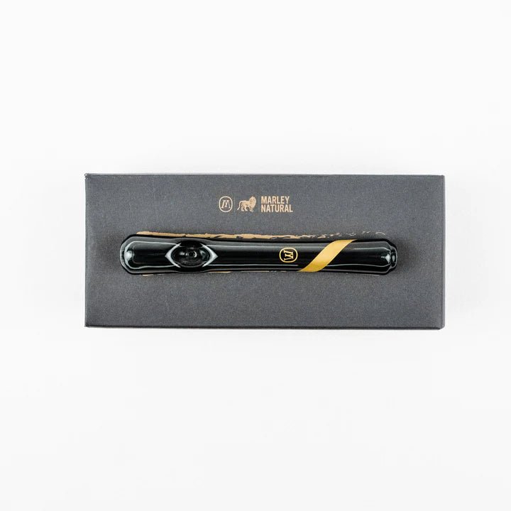 Marley Natural 7" Smoked Glass Steamroller w/ Gold Stripe - TPCSUPPLYCO