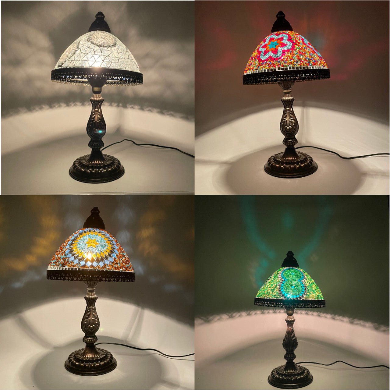 Medium Tiffany Style Turkish Mosaic Lamp 18" 9.75" 1 Count Assorted Colors - TPCSUPPLYCO