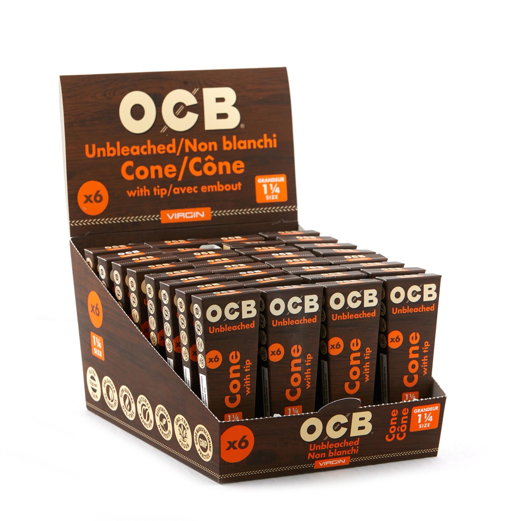 OCB Virgin Cones 1 1/4" 6pk 32CT/BX