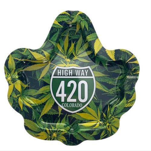 Pot Leaf Colorado Tin Ashtrays 6" 1 Count Assorted - TPCSUPPLYCO