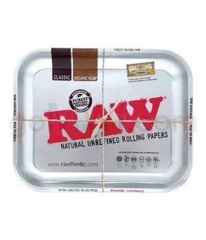 Raw Rolling Tray Metal - Large 14x11inch Metallic - TPCSUPPLYCO