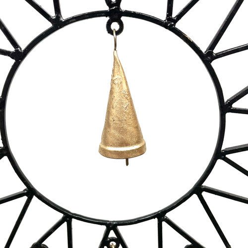 Rustic Wood and Iron Ring Wind Chime IN122523 - TPCSUPPLYCO