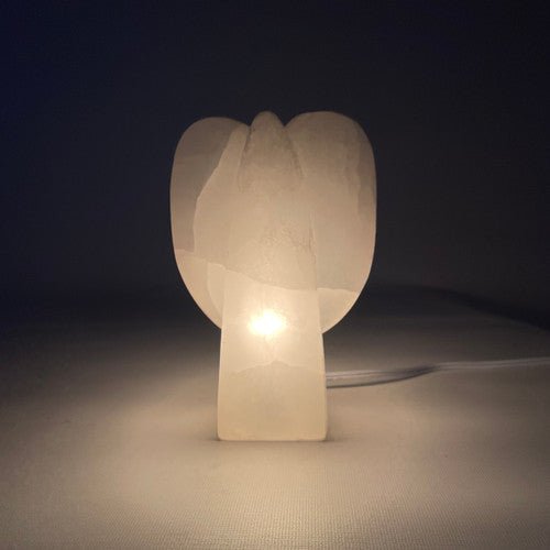 Selenite Angel Lamp 8" from Morocco - TPCSUPPLYCO
