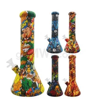 Silicone 12" Waterpipe - Assorted Design - TPCSUPPLYCO