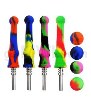Silicone 14mm 5" Nectar Collector - Assorted Colors (4ct) - TPCSUPPLYCO