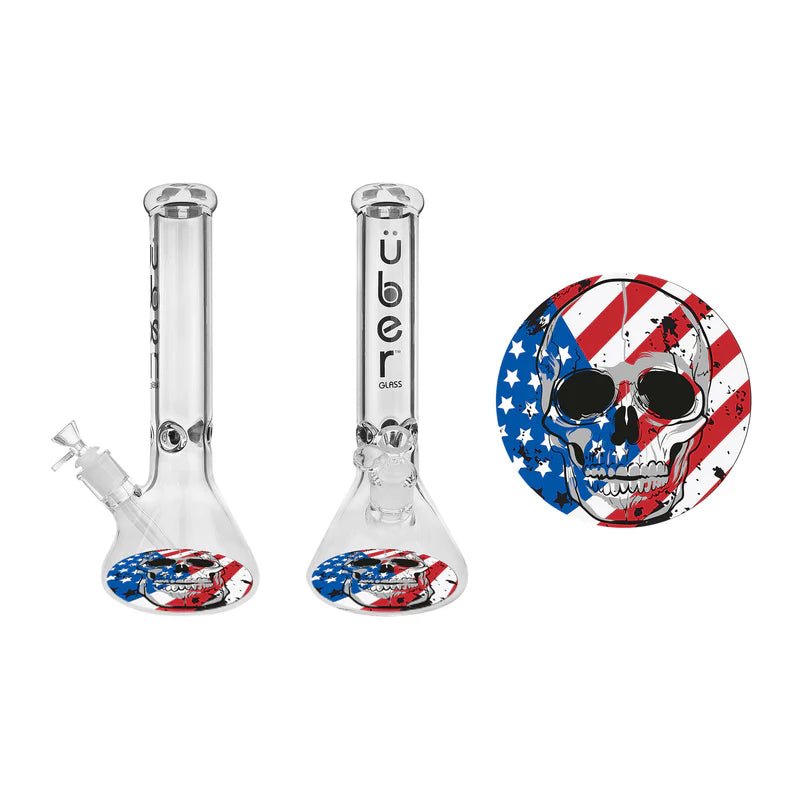 Uber GOG 15" (50x7mm) Ice Pinch Beaker - Patriotic Skull* - TPCSUPPLYCO