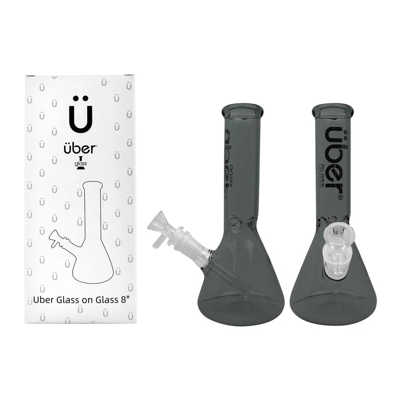 Uber GOG 8" (38x4mm) Waterpipe - Transparent Black - TPCSUPPLYCO
