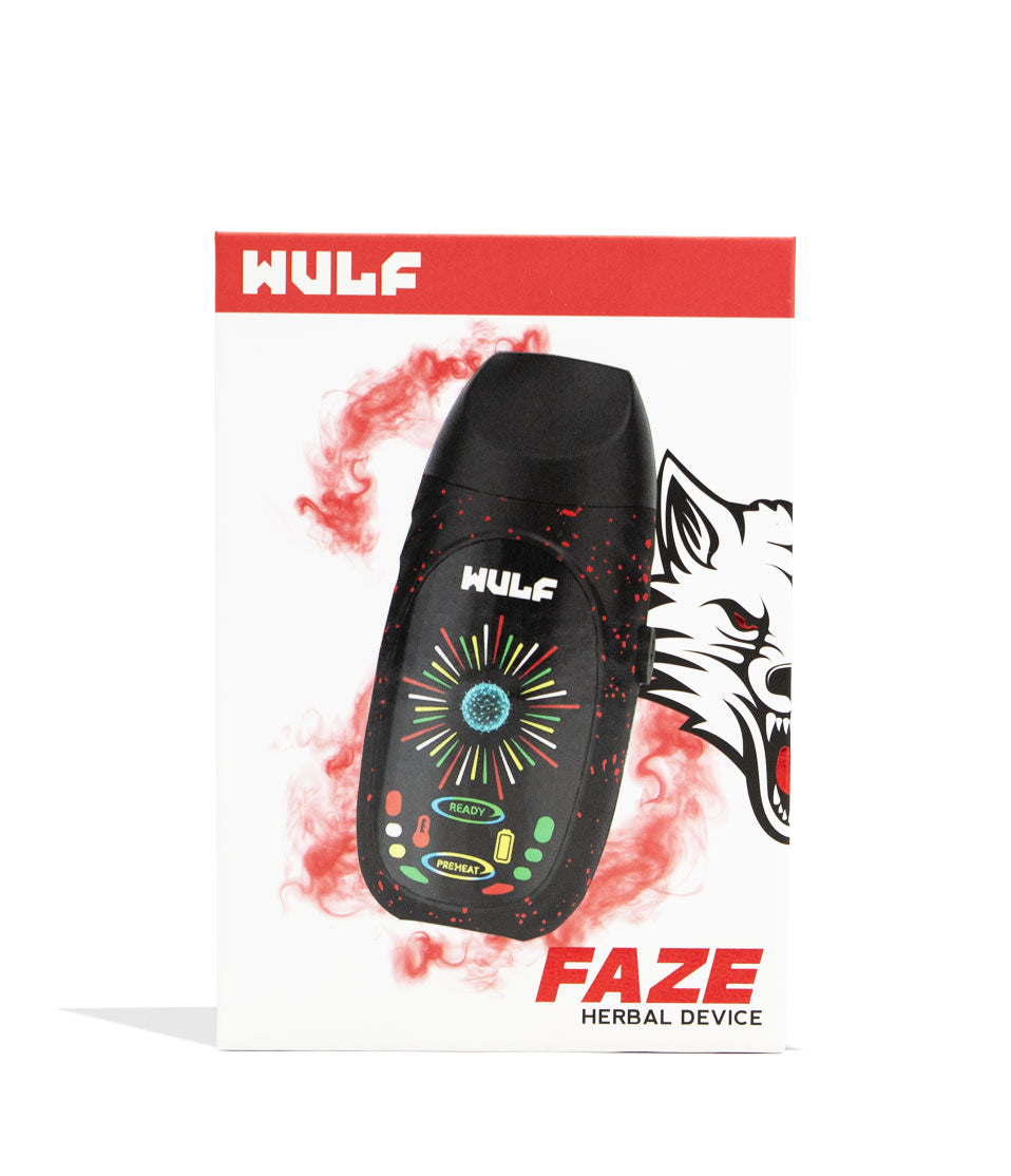 Black-Red Spatter Wulf Mods Faze Portable Dry Herb Vaporizer Packaging