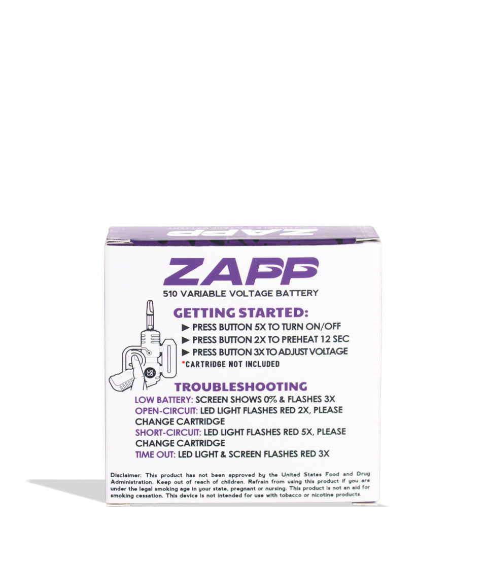 Purple-Black Spatter Wulf Mods Zapp Battery Box Back Instructions