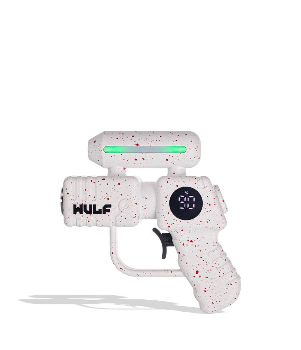 White-Red Spatter Wulf Mods Zapp Variable Voltage Battery Front