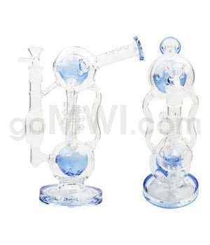 Uber 9" (5mm) Glass Recycler Waterpipe - Blue - TPCSUPPLYCO