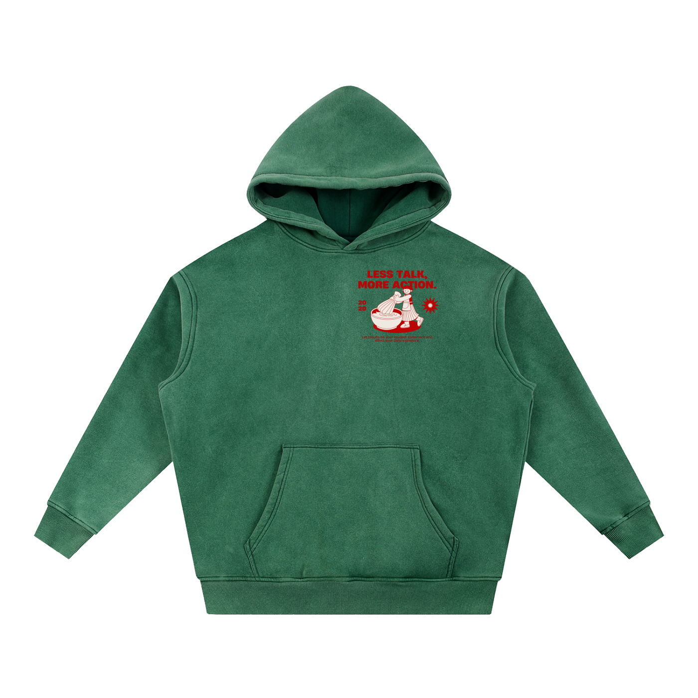 Less Talk More Action Snow Wash Fleece Oversize Hoodie