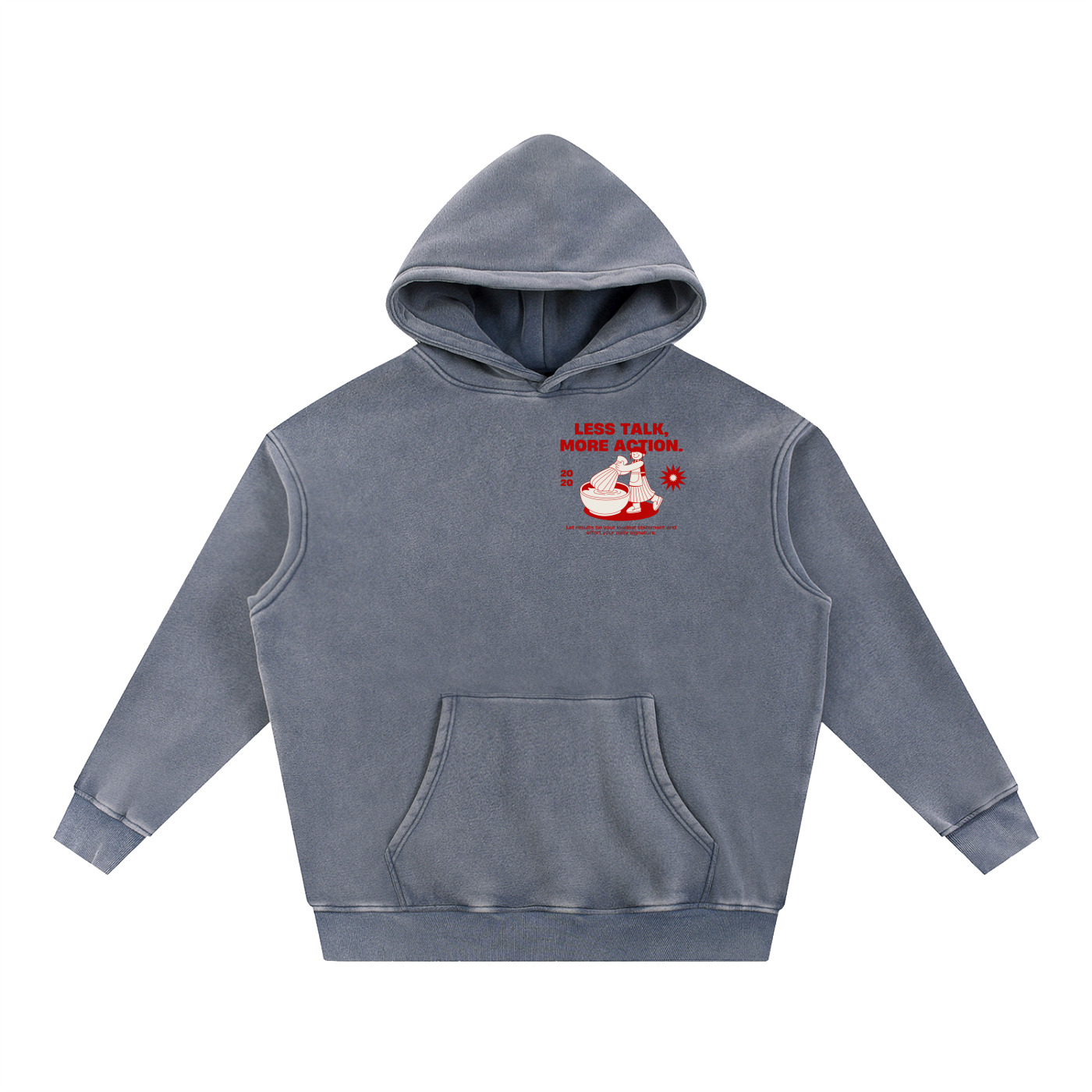 Less Talk More Action Snow Wash Fleece Oversize Hoodie