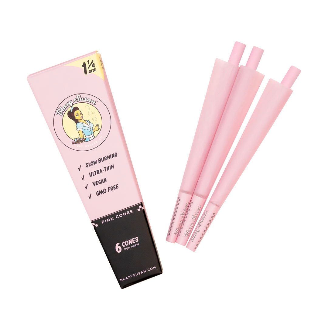 Blazy Susan 1 1/4" Pre-Rolled Cones 6PK 21CT/BX - Pink