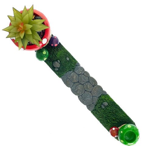 12.5" Mushroom Incense Burner with Succulent - TPCSUPPLYCO