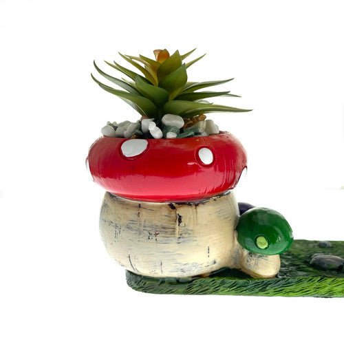 12.5" Mushroom Incense Burner with Succulent - TPCSUPPLYCO