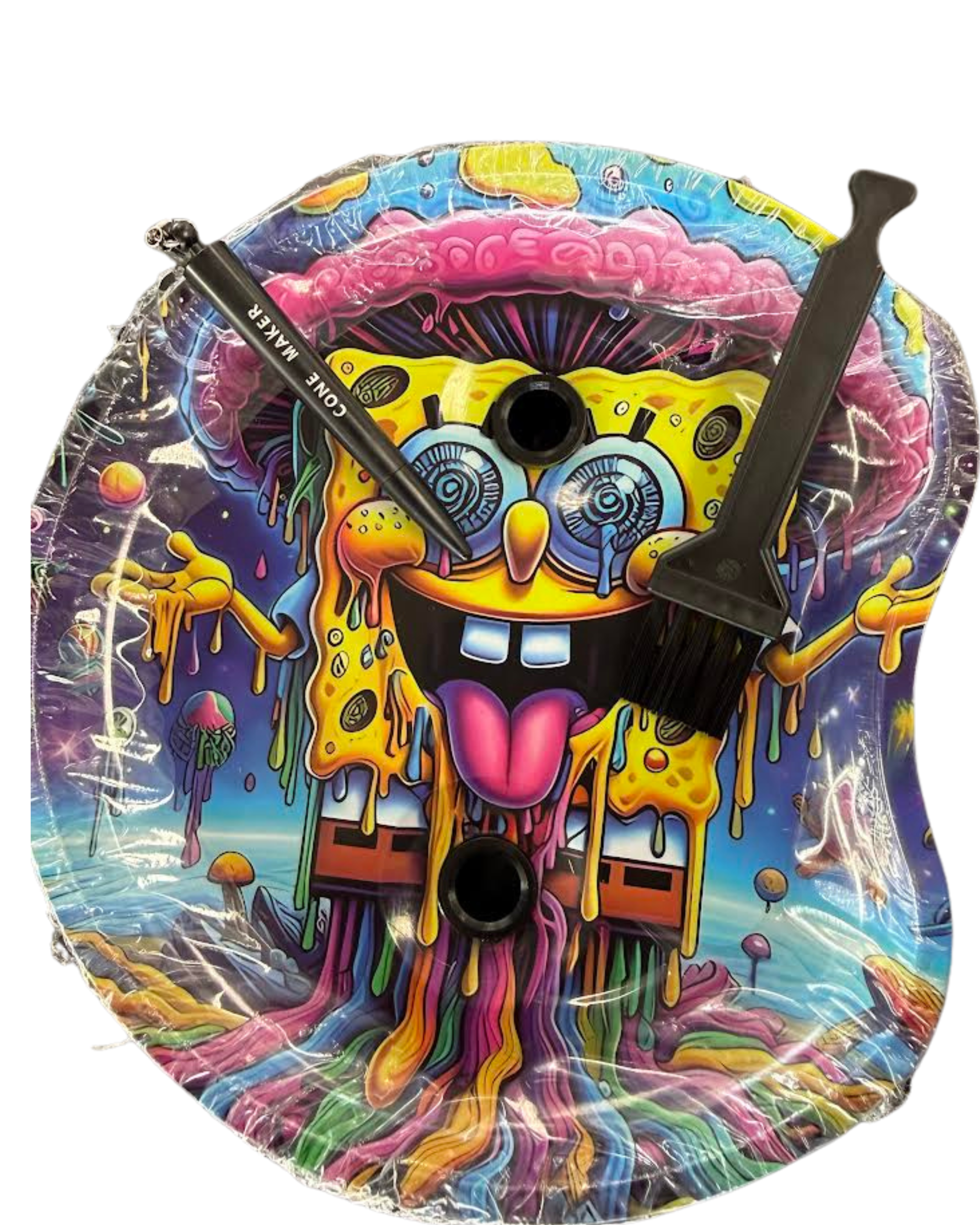 Multifunctional Rolling Tray Table Set Smoking Accessories Rolling Tray with Stand Spongebob