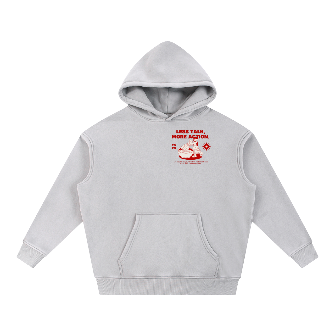 Less Talk More Action Snow Wash Fleece Oversize Hoodie
