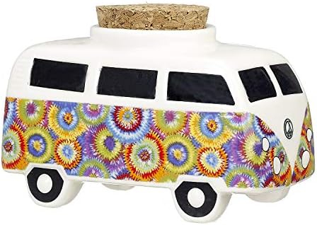 Fashioncraft 1oz Ceramic Stash Jar-Vintage Bus Rainbow