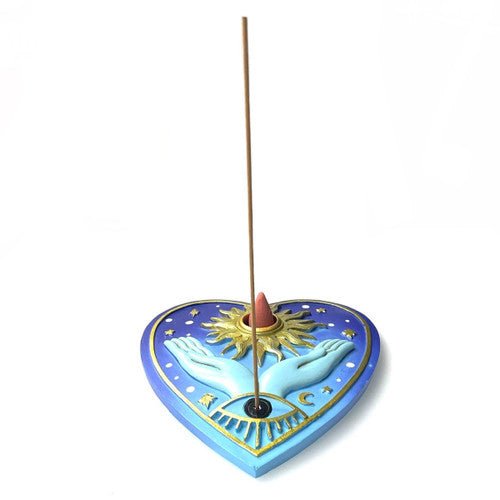 5.9" Heart Sun Palmistry Flat Stick Incense Holder - TPCSUPPLYCO