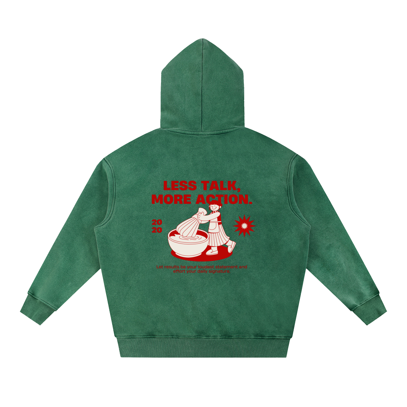 Less Talk More Action Snow Wash Fleece Oversize Hoodie