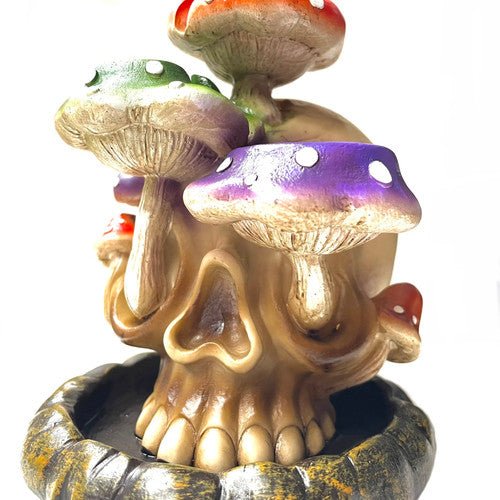 6" Skull Tri Mushroom Backflow Incense Burner - TPCSUPPLYCO