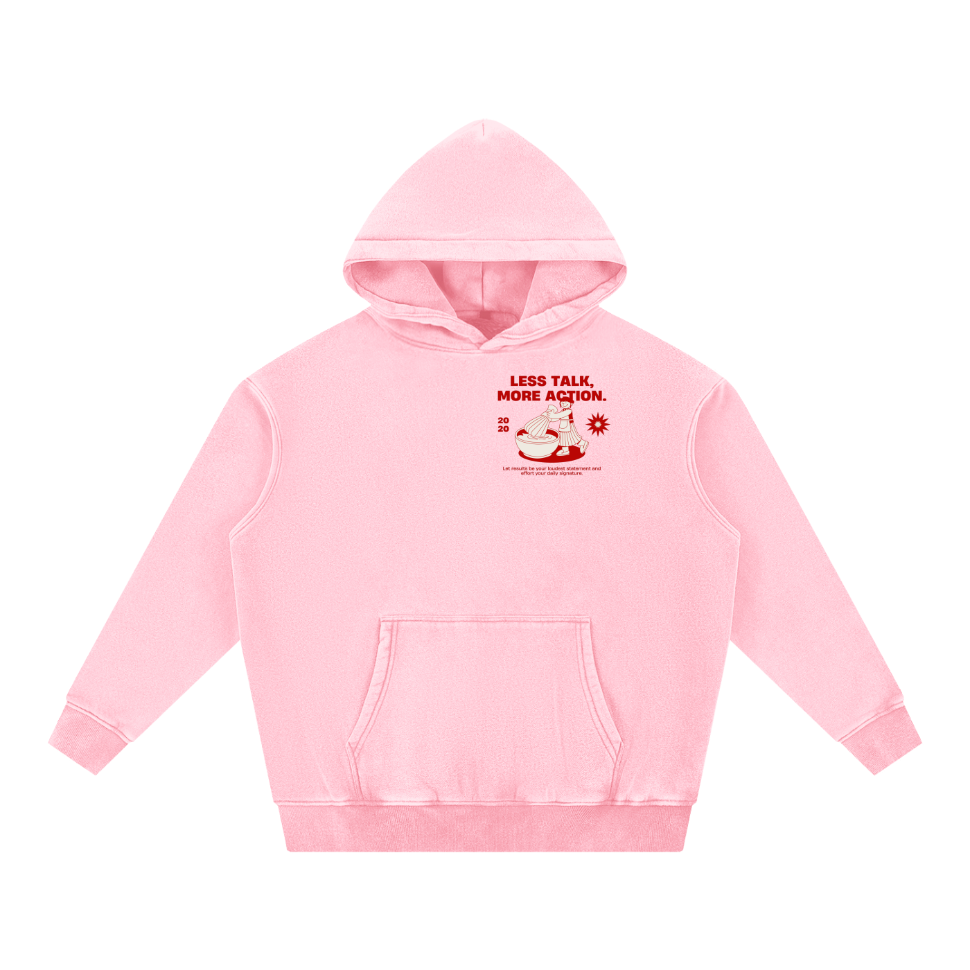 Less Talk More Action Snow Wash Fleece Oversize Hoodie