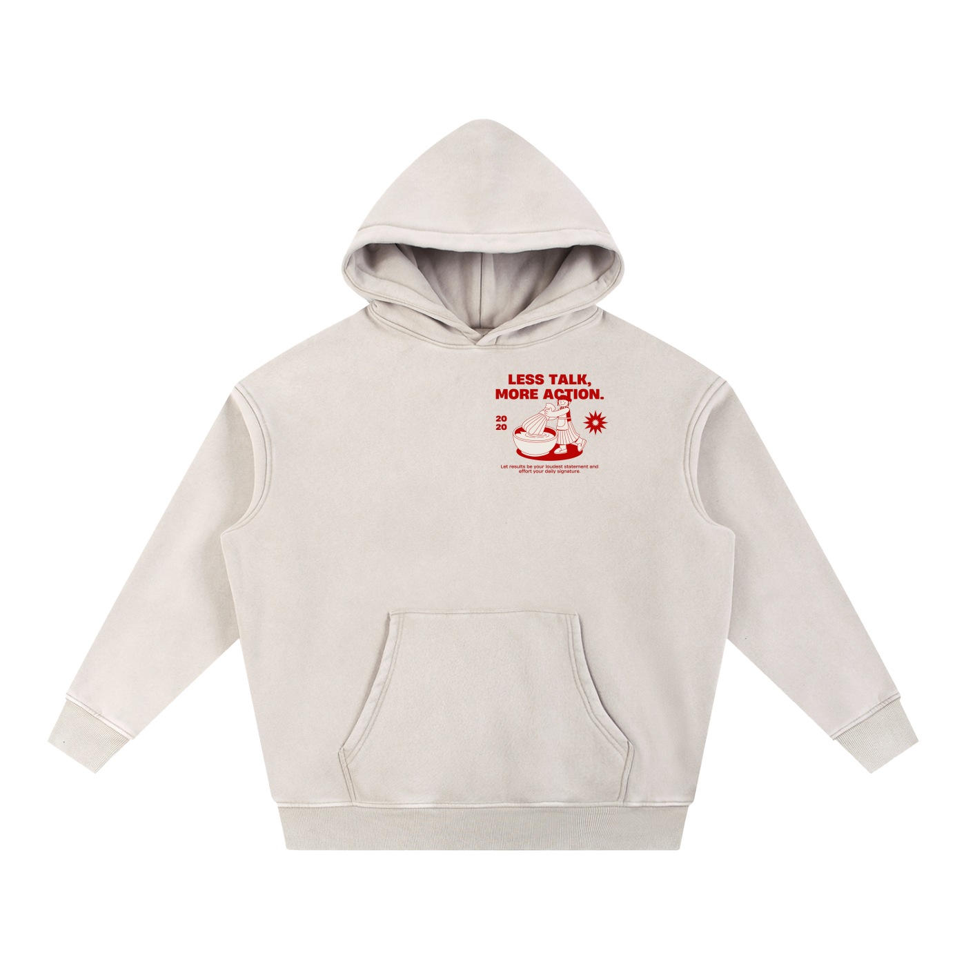 Less Talk More Action Snow Wash Fleece Oversize Hoodie