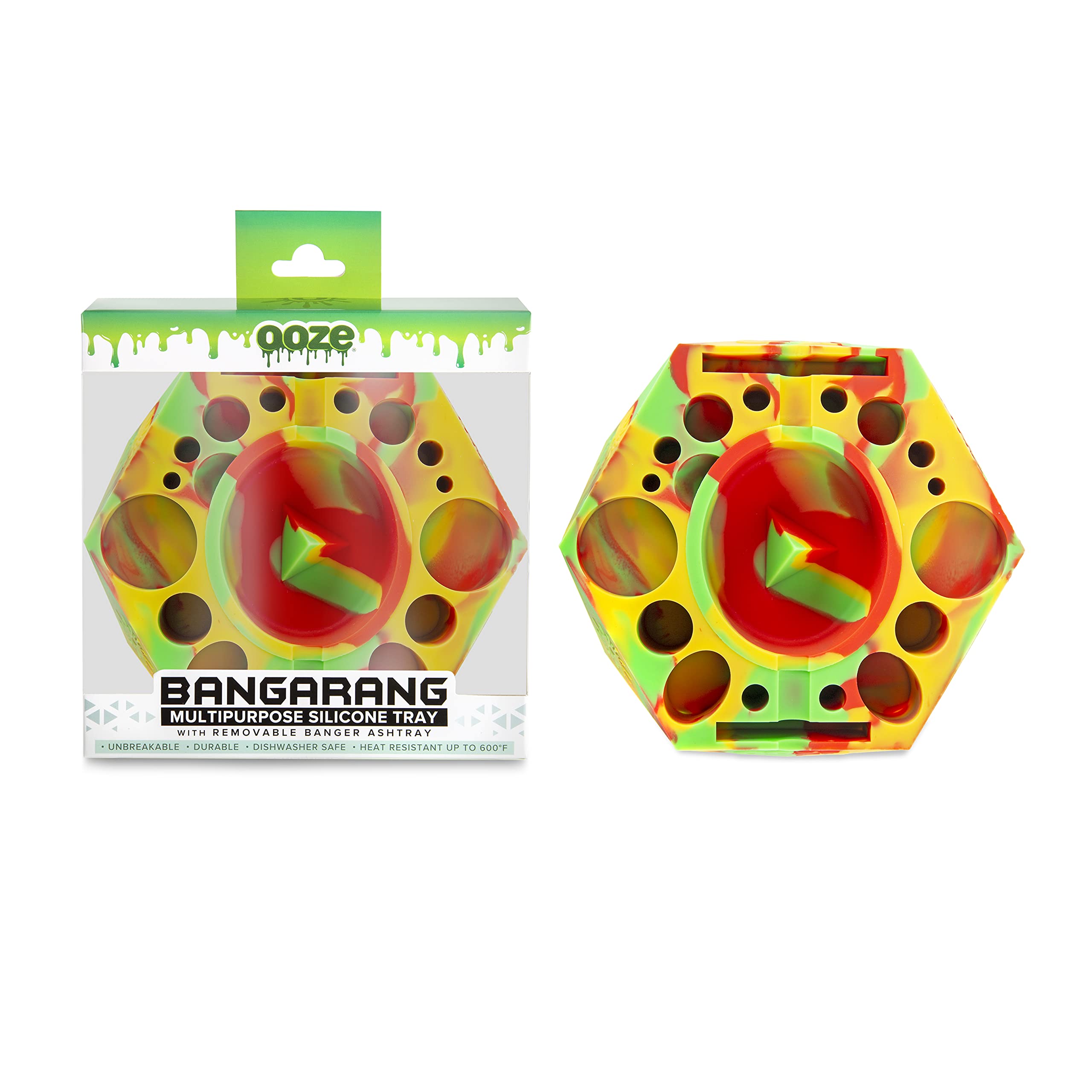 Ooze Bangarang 5" Silicone Ashtray Dab Station-Rasta*