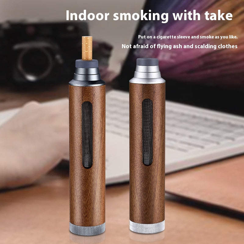 Modern Portable Ashtray Cigarette Holder Ash Packed Smokeless Wooden Ash-free Car Handheld Ashtray Smoking Accessory