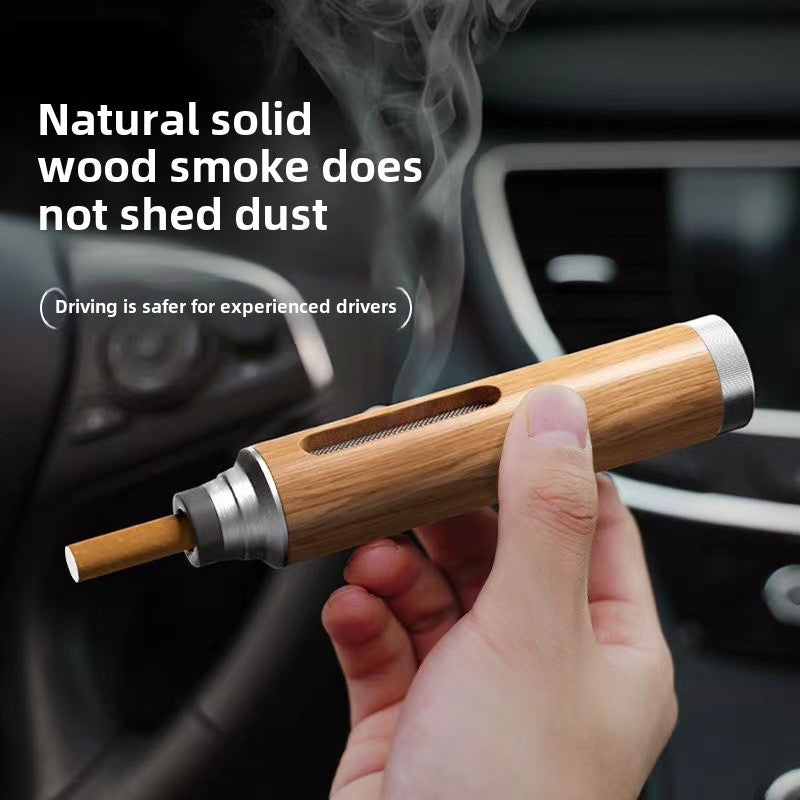 Modern Portable Ashtray Cigarette Holder Ash Packed Smokeless Wooden Ash-free Car Handheld Ashtray Smoking Accessory