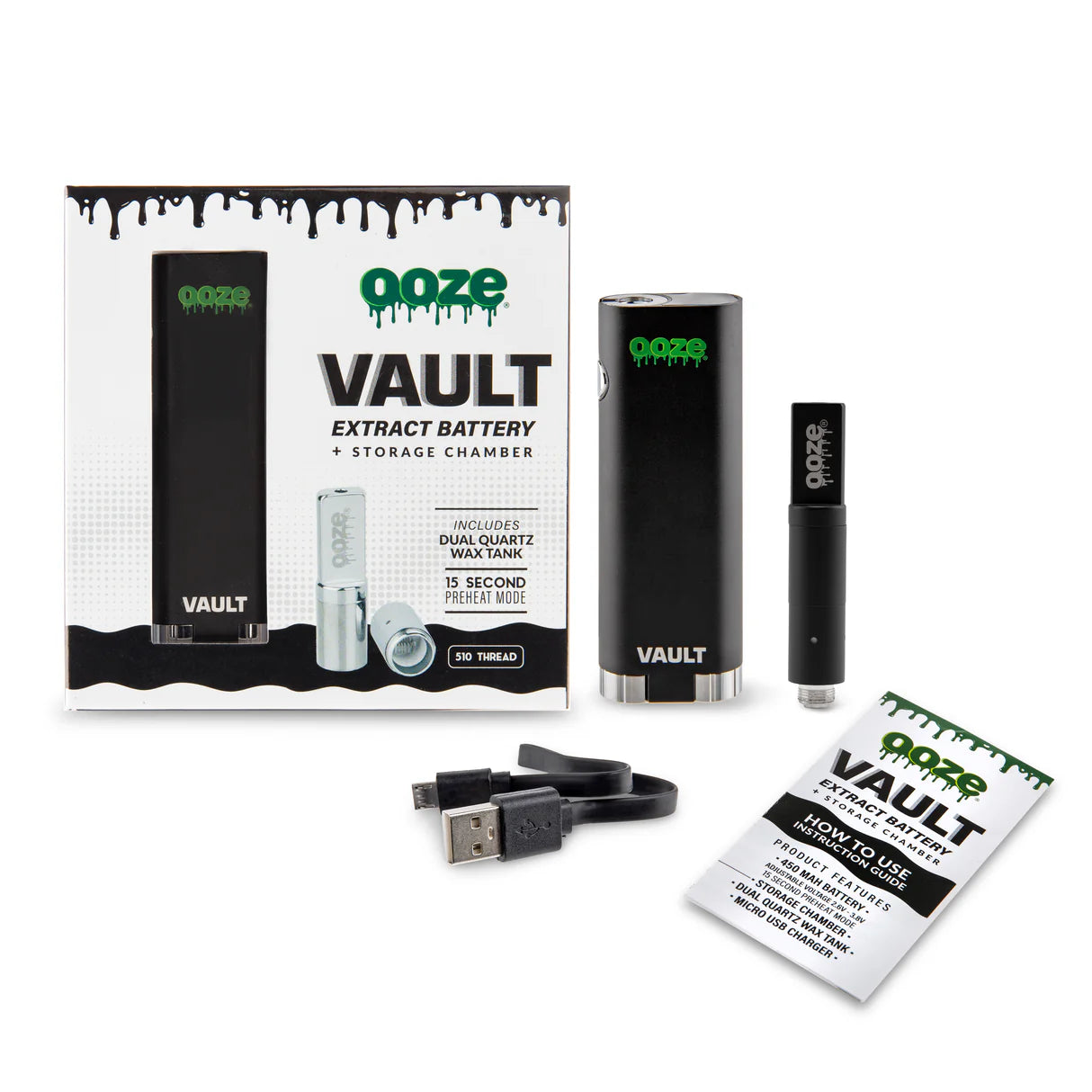 Ooze Vault 450mAh Extract Wax Vaporizer- Black*