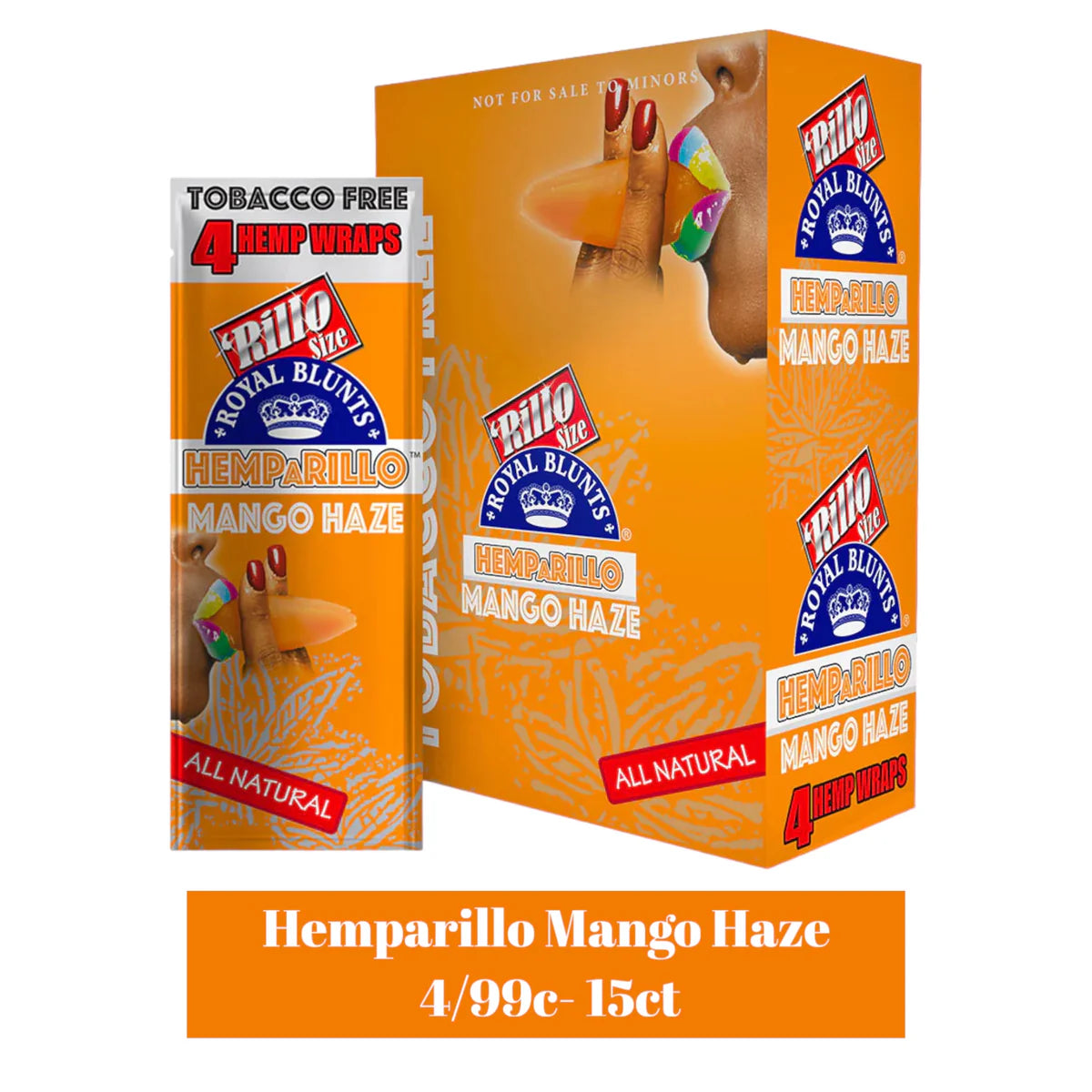 Royal Blunts Hemparillo Hemp Wraps 4/pk 15ct/bx - Mango Haze