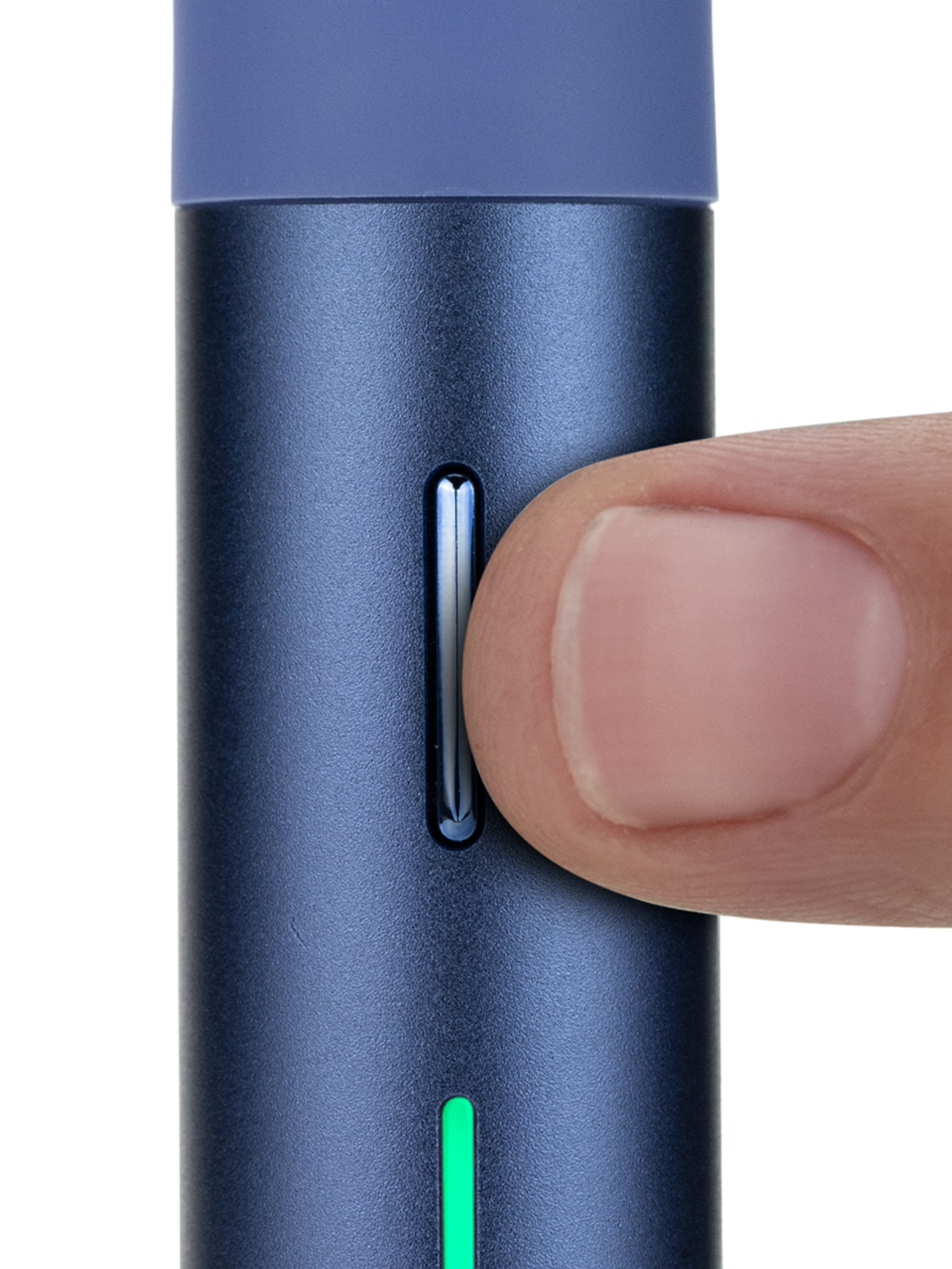 Puffco Pivot Sapphire Finger on Button