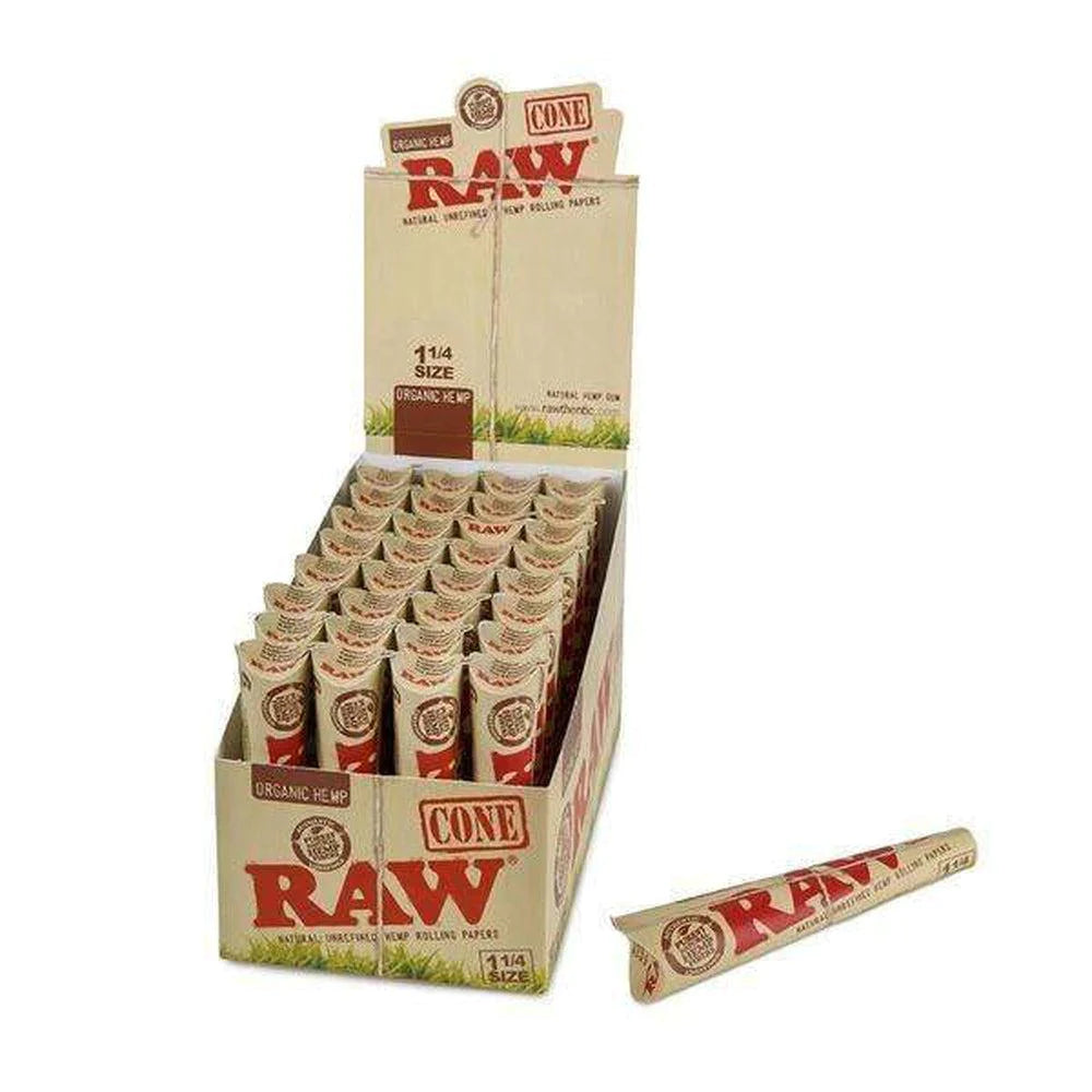 Raw Organic 1 1/4" Pre-Rolled Cones 6pk 32ct/bx