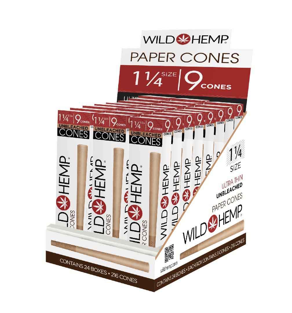 Wild Hemp 1 1/4" Unbleached Cones 9PK 24CT/BX