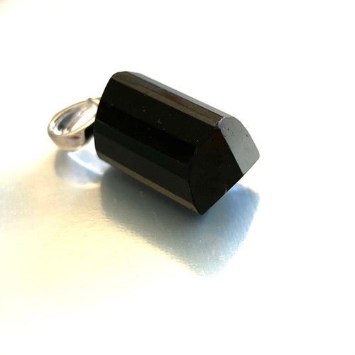 A+ Black Tourmaline Tri Tube Pendant 2..3 - 3.3gm with Sterling Silver 1 Count Assorted - TPCSUPPLYCO