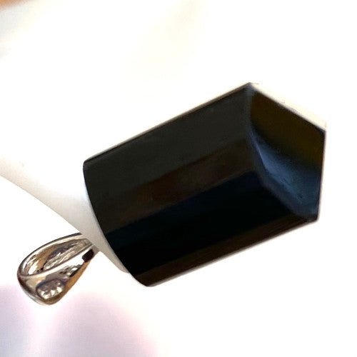 A+ Black Tourmaline Tri Tube Pendant 2..3 - 3.3gm with Sterling Silver 1 Count Assorted - TPCSUPPLYCO