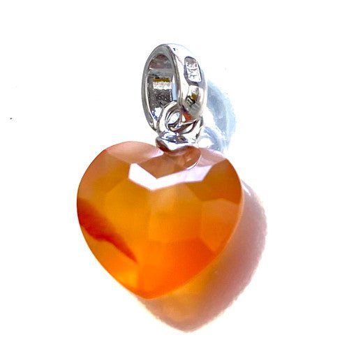 A+ Carnelian Faceted Heart Pendant 10mm with 925 Sterling Silver 1 Count - TPCSUPPLYCO